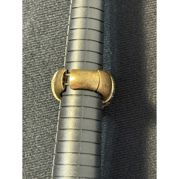 Chicos Owl Stretch Ring Size 7-9 Green Teal Rhinestone Gold Tone Statement - Picture 5 of 6